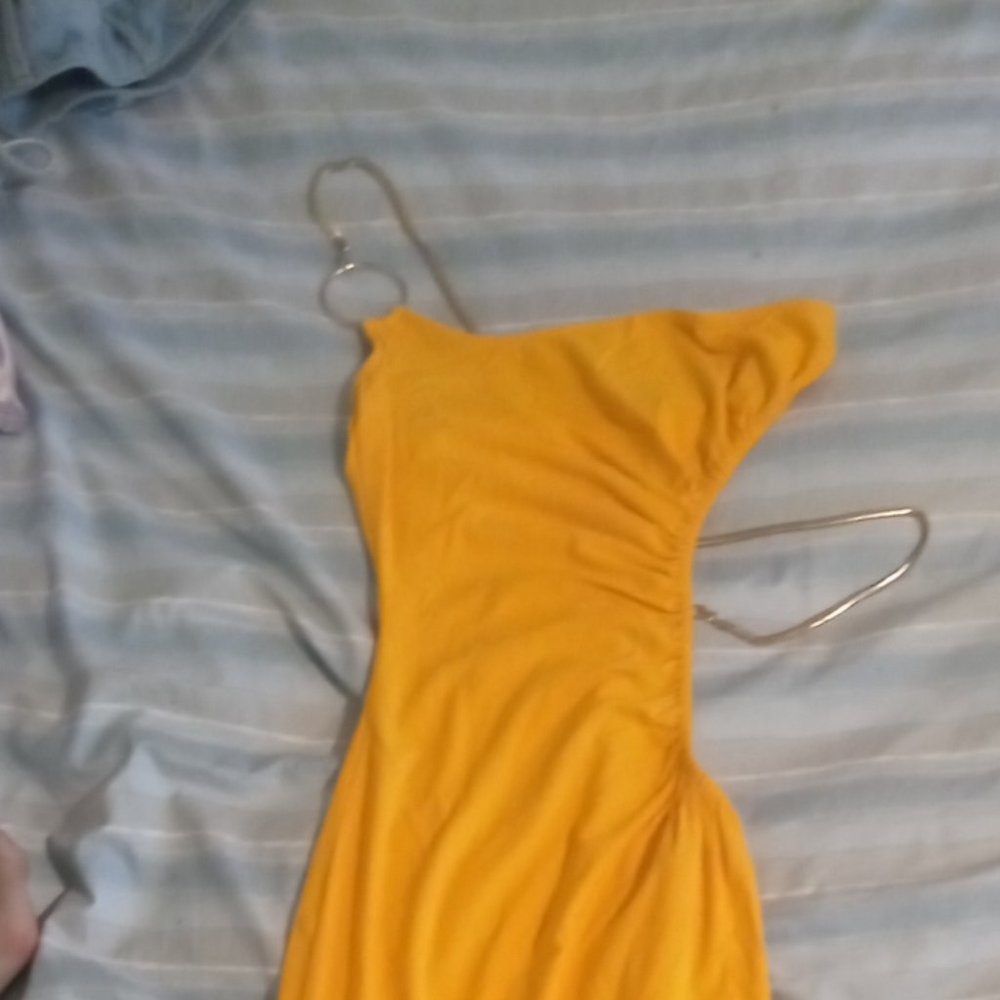 Women's one shoulder cutout snake chain dress